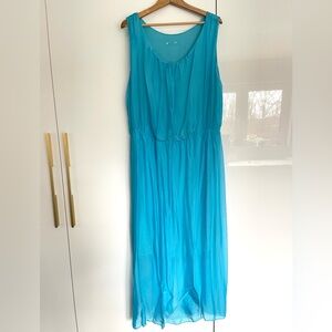 Silk & Viscose ruched-waist midi dress